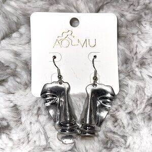 AOMU Korean Metal Abstract Face Fashion Earrings